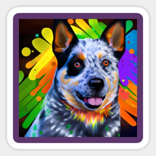 Australian Cattle Dog Rainbow Painting Sticker